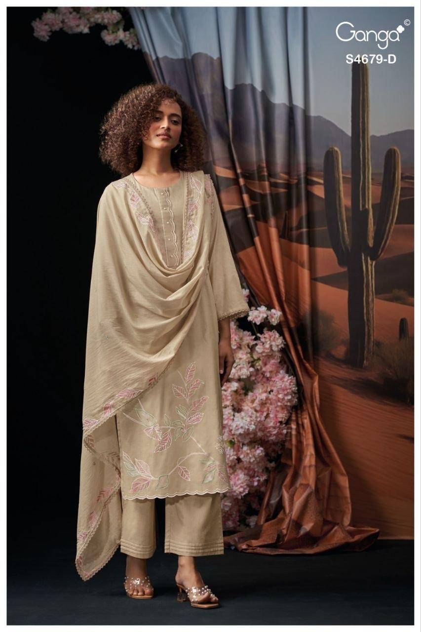 GIVRA 4679 By Ganga Fashion 4679-A To  4679-D Series Beautiful Festive Suits Stylish Colorful Fancy Casual Wear & Ethnic Wear PREMIUM PURE MUL SOLID Print Dresses At Wholesale Price